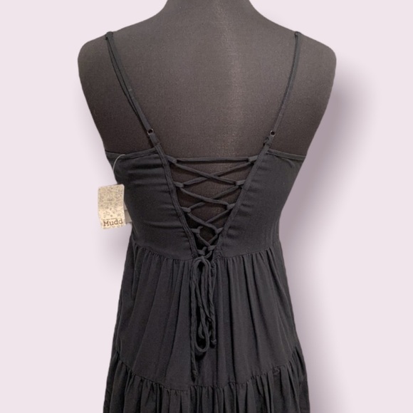 Nwt Black Ruffle Corset Lace Up Sexy Mini Dress - Picture 1 of 13
